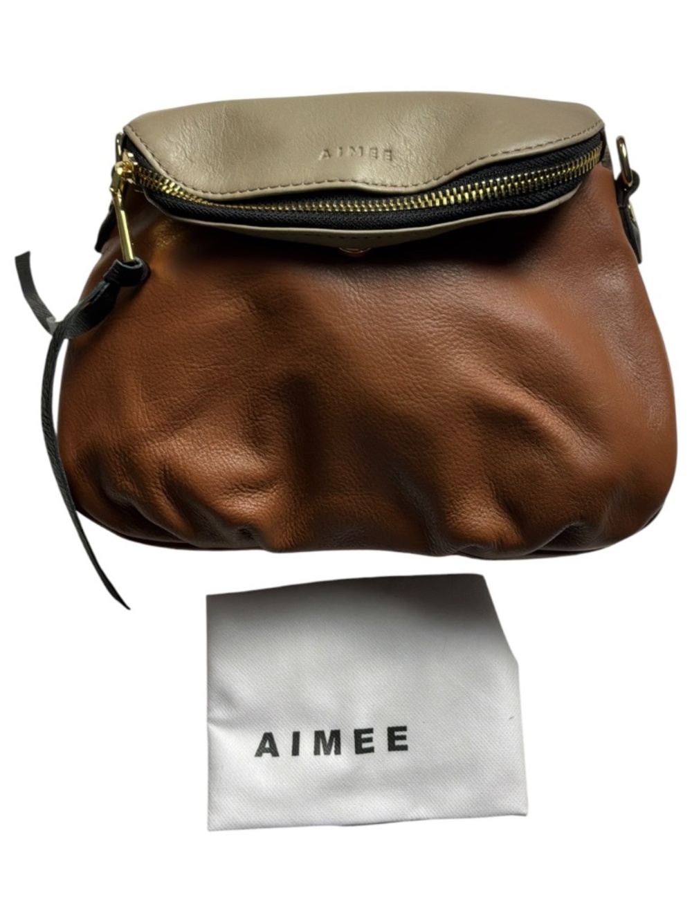 Aimee Kestenberg Gramercy Double Entry Leather Crossbody Chestnut NWT